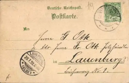 Litho Schwarzenbek in Lauenburg, Kirche, Schule, Bahnhof, Sparkasse