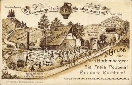 Litho Seppenrade Lüdinghausen, Borkenberge Verein, Wir Borkenberger Leut, Hotel Haideblümchen