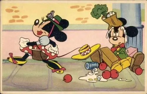 Ak Walt Disney, Micky Maus, Verärgerte Minnie