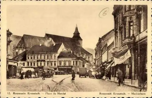 Ak Brașov Brassó Kronstadt Rumänien, Marktplatz, Geschäfte