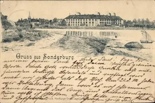 Litho Sønderborg Sonderburg Dänemark, Strand, Segelboot