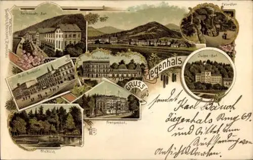 Litho Głuchołazy Zdrój Bad Ziegenhals Schlesien, Wilhelmsbad, Waldteich