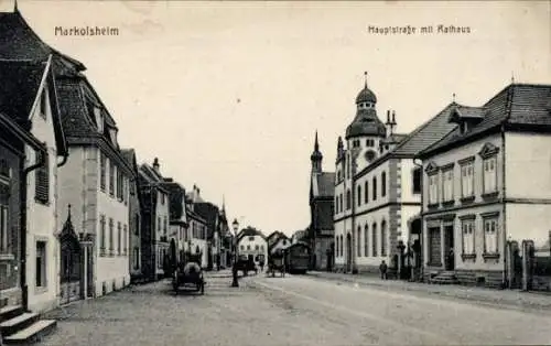 Ak Marckolsheim Markolsheim Elsass Bas Rhin, Hauptstraße, Rathaus