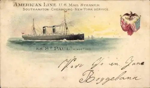 Ak American Line, US Mail Steamer, SS St. Paul