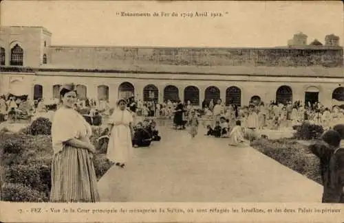 Judaika Ak Fez Fez Marokko, Blick auf den Haupthof der Menagerien des Sultans, Zufluchtsorte