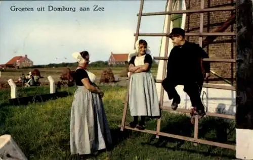 Ak Domburg Zeeland Niederlande, Volkstrachten