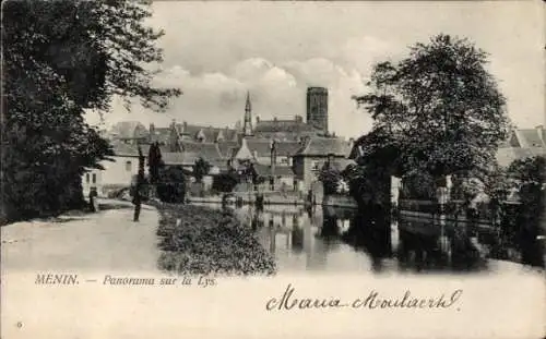 Ak Menen Menen Meenen Lys Westflandern, Panorama auf der Lys