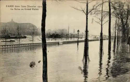 Ak Paris, Grand Palais, Hochwasser Januar 1910