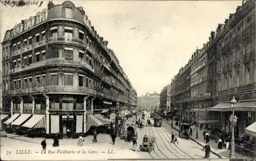 Ak Lille Nord, Rue Faidherbe, Bahnhof