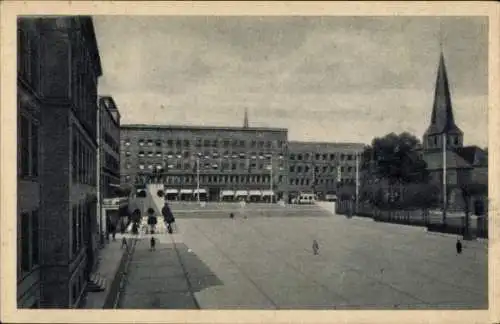 Ak Essen, Blick auf den Burgplatz mit Dom, Geschäfte