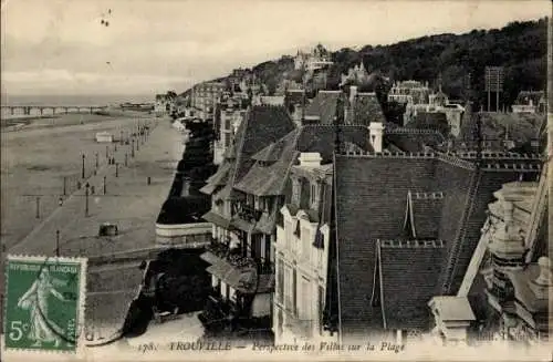 Ak Trouville Calvados, Perspective des Villas sur la Plage