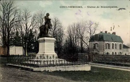 Ak Coulommiers Seine et Marne, Statue de Beaurepaire