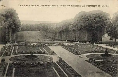 Ak Thoiry Yvelines, Schloss, Les Parterres, Avenue des Tilleuls