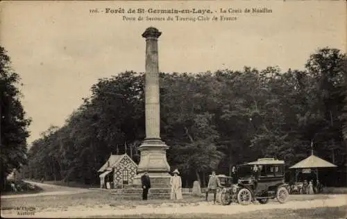 Ak Saint Germain en Laye Yvelines, Foret, La Croix de Noailles, Poste de Secours du Touring Club