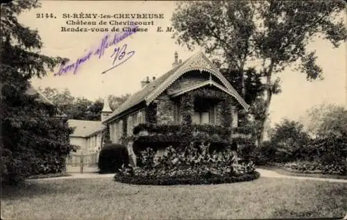 Ak Saint Rémy les Chevreuse Yvelines, Chateau de Chevincourt, rendez vous de chasse