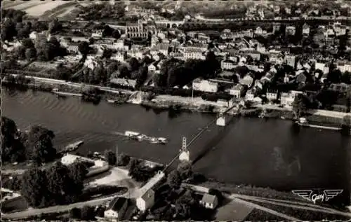 Ak Triel Yvelines, Fliegeraufnahme, Seine, Brücke