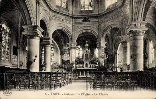 Ak Triel sur Seine Yvelines, Innenansicht Kirche, Le Choeur