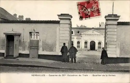 Ak Versailles Yvelines, Caserne du 20me Escadron du Train, Quartier de la Reine, Eingangstor