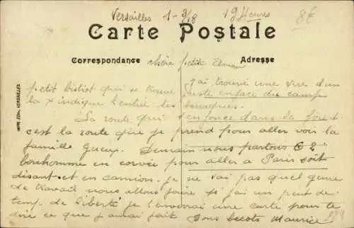 Ak Versailles Yvelines, Eingang Sans Souci, Route de Vaucresson