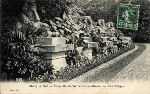 Ak Marly le Roi Yvelines, Propriété de M. Victorien Sardou, Les Sphynx