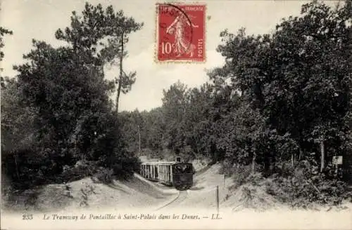 Ak Pontaillac Royan Charente Maritime, Tramway de Pontaillac a Saint-Palais dans le Dunes