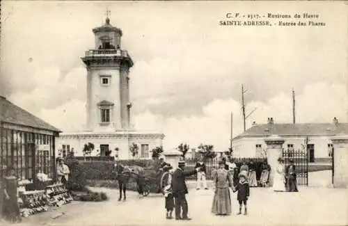 Ak Sainte Adresse Seine Maritime, entree des Phares