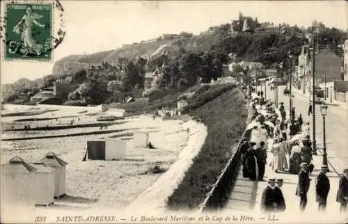 Ak Sainte Adresse Seine Maritime, Boulevard Maritime, Cap de la Heve