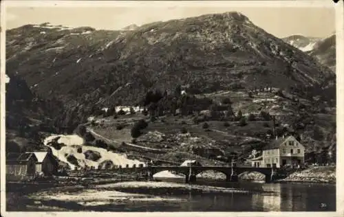 Ak Hellesylt Norwegen, Fluss, Brücke