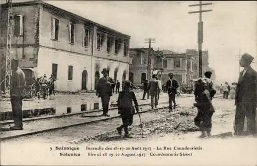 Ak Thessaloniki Griechenland, Zerstörungen nach Brand 1917