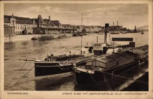 Ak Magdeburg an der Elbe, Stromelbe mit Abfahrtstelle nach Hohenwarthe