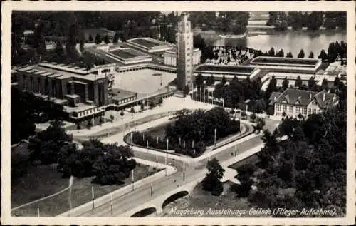 Ak Magdeburg, Ausstellungsgelände, Fliegeraufnahme