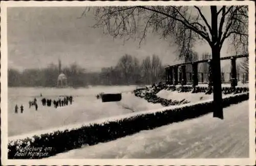 Ak Magdeburg an der Elbe, Adolf Mittag See, Winter