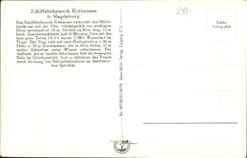 Ak Rothensee Magdeburg an der Elbe, Schiffshebewerk, Trog, Hohlzylinder, Schwimmer