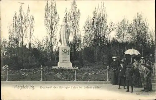 Ak Magdeburg an der Elbe, Denkmal der Königin Luise im Luisengarten