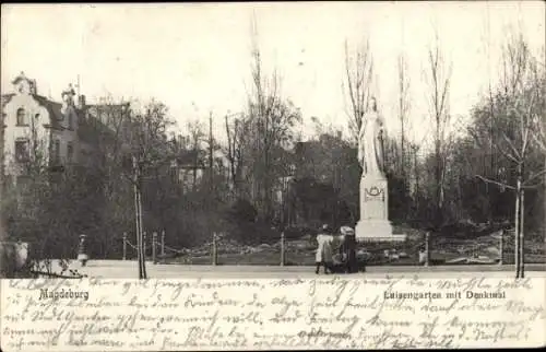 Ak Magdeburg an der Elbe, Luisengarten mit Denkmal