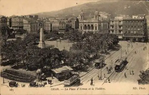 Ak Oran Algerien, Place d'Armes, Theater