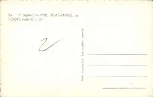Ak 17. September 1908, Delagrange sur Voisin
