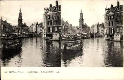 Stereo Ak Amsterdam Nordholland Niederlande, Binnenamstel