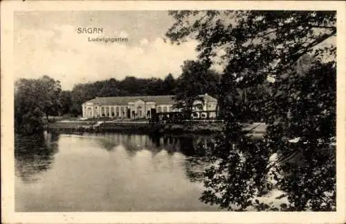 Ak Żagań Sagan Schlesien, Ludwigsgarten, Weiher