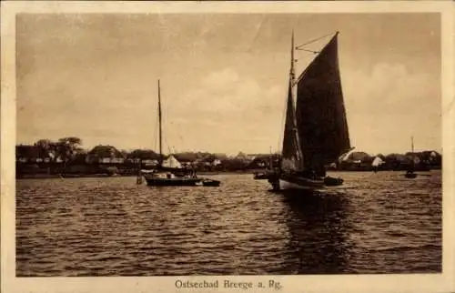 Ak Ostseebad Breege auf Rügen, Segelboote, Teilansicht
