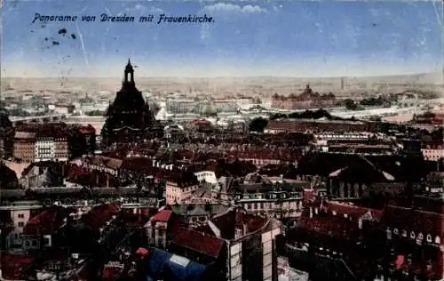 Ak Dresden Altstadt, Stadtpanorama mit Frauenkirche