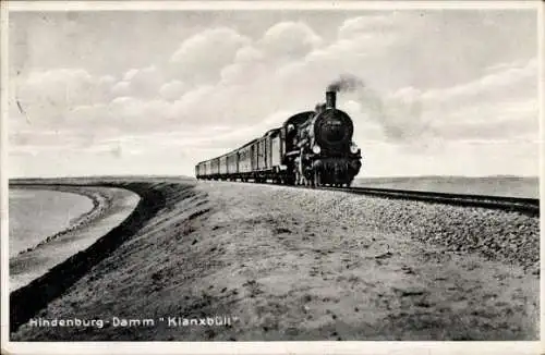 Ak Klanxbüll in Nordfriesland, Hindenburgdamm, Eisenbahn