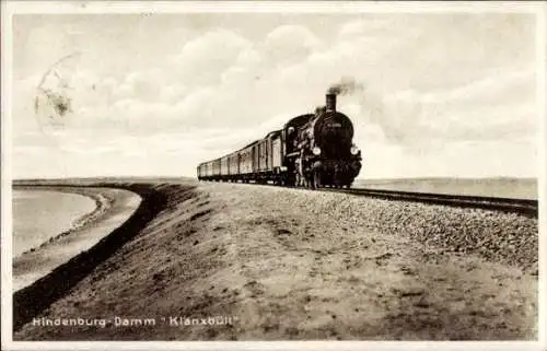 Ak Klanxbüll in Nordfriesland, Hindenburgdamm, Eisenbahn