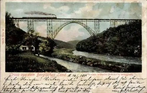 Ak Solingen im Bergischen Land, Müngstener Brücke, Kaiser Wilhelm Brücke bei Müngsten, Eisenbahn