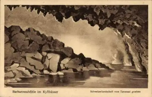 Ak Rottleben Kyffhäuserland in Thüringen, Barbarossahöhle, Schweizerlandschaft v. Tanzsaal gesehen