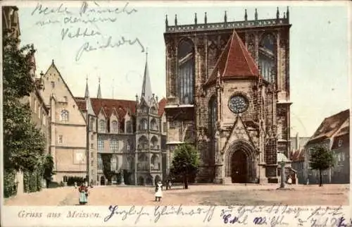 Ak Meißen an der Elbe, Teilansicht, Kirche