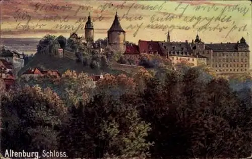 Künstler Ak Altenburg in Thüringen, Blick zum Schloss, Wald