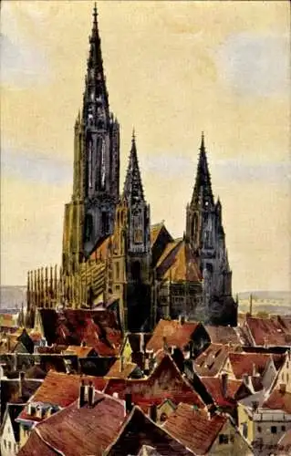 Künstler Ak Marschall, J., Ulm an der Donau, Blick auf das Münster