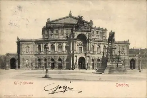 Ak Dresden Altstadt, Königliches Hoftheater, Denkmal