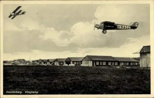 Ak Soesterberg Soest Utrecht Niederlande, Flugplatz, Flugzeug H-NACC